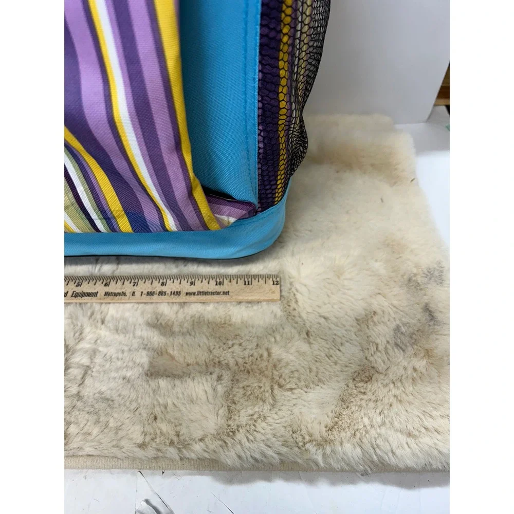 Nicole Miller Home Rolling Insulated Cooler Bag Striped Blue Yellow Purple